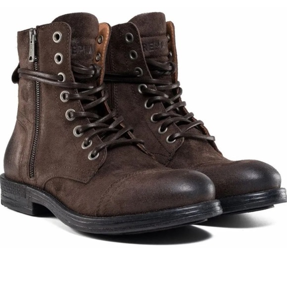 Replay Pack Brown Suede Lace Up Military Utility Combat Mid Boots - Picture 1 of 11